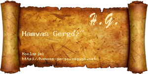 Hamvas Gergő névjegykártya
